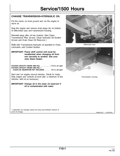 John Deere 8100, 8200, 8300 and 8400 Tractors (SN: from 024001, North America) Operators Manual (OMAR162529)