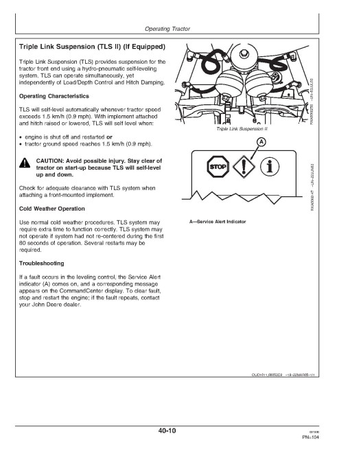 John Deere 7720, 7820 and 7920 Tractors (Europe) Operators Manual (OMAR194993)