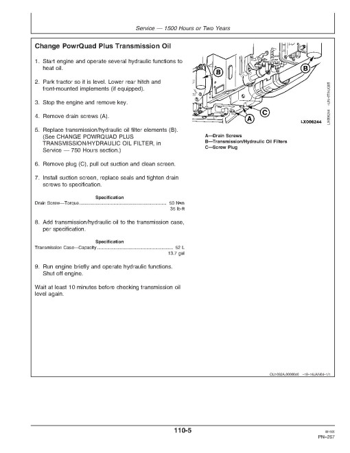 John Deere 7220, 7320, 7420 and 7520 Tractors (Export Edition) Operators Manual (OMAR224650)