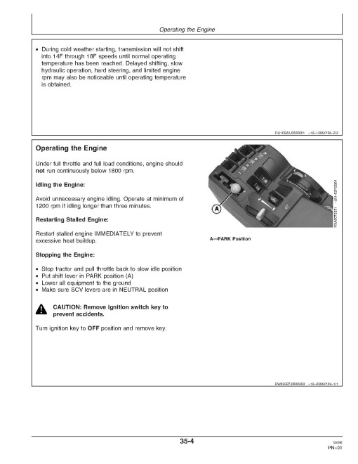 John Deere Scraper ready 9320, 9420, 9520 4WD Articulated Tractors (SN: from E040001, N.America) Operators Manual (OMAR259881)