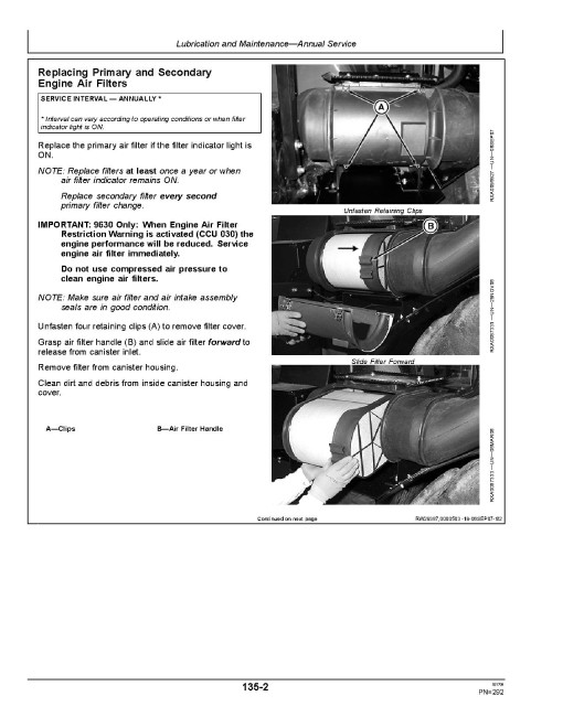 John Deere 9330, 9430, 9530 and 9630 4WD Articulated Tractors (SN: up to 012999, Europe) Operators Manual (OMAR283044)