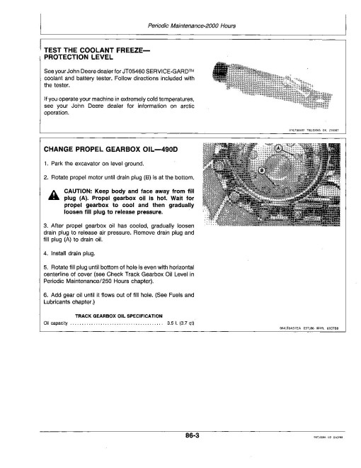 John Deere 490D and 590D Crawler Excavators Operators Manual (OMAT126018)