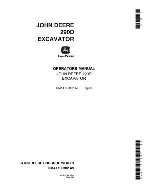 John Deere 290D Crawler Excavators Operators Manual (OMAT130302)