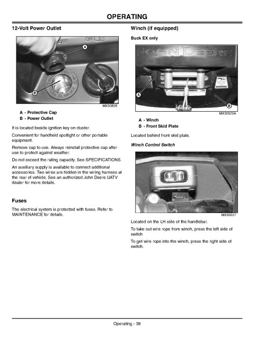 John Deere Trail Buck 500, 650, 650 Ex and 650 Ext Utility All Terrain Vehicle UATV (North America) Operators Manual (OMC219000326)