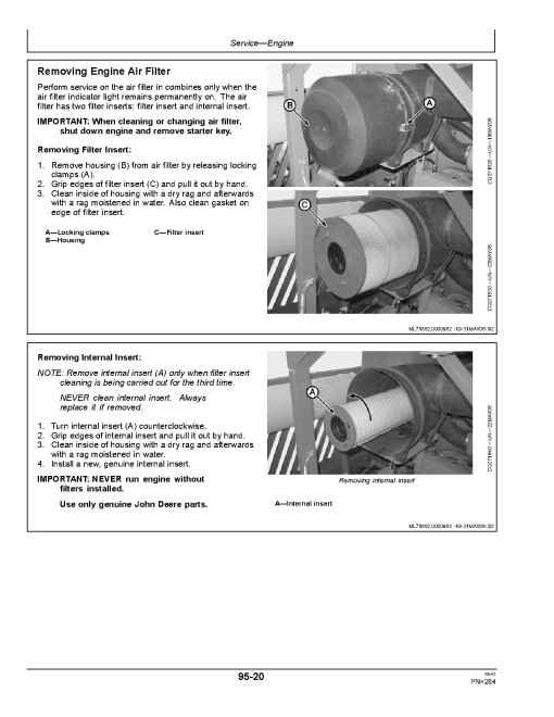 John Deere W330 Combines (CIS) Operators Manual (OMCQ100122)