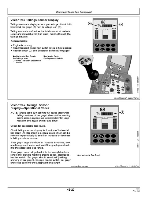 John Deere 9670 STS and 9770 STS Combines manufactured in Argentina (South America) Operators Manual (OMCQ100197)