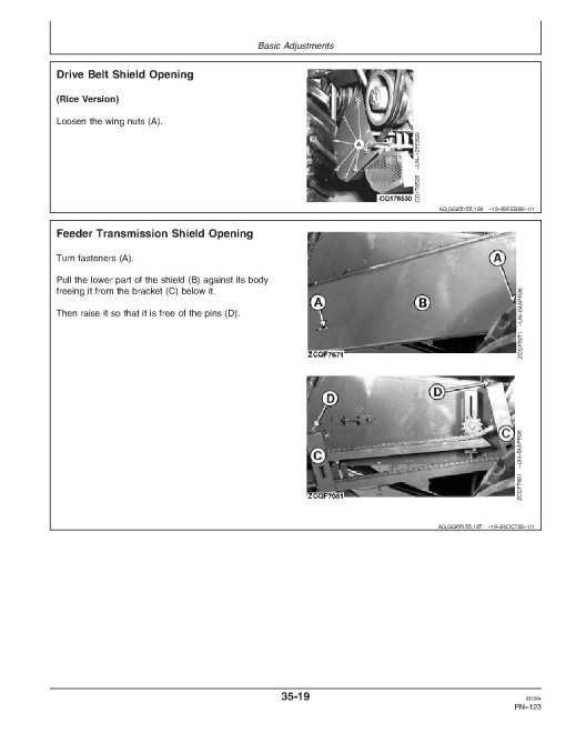 John Deere 1165 (SN: up to 060005), 1175 and 1175 Hydro (SN: up to 060154) Combines (South America) Operators Manual (OMCQ34801)