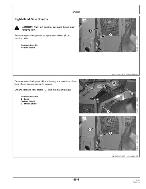 John Deere 9650 STS and 9750 STS Combines (SN: up to 000180) (South America) Operators Manual (OMCQ48596)