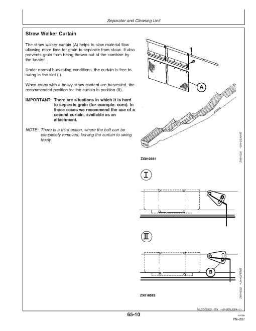 John Deere 1450, 1450 CWS, 1450 WTS, 1550, 1550 CWS and 1550 WTS Combines (SN: from 048751) Operators Manual (OMCQ53869)