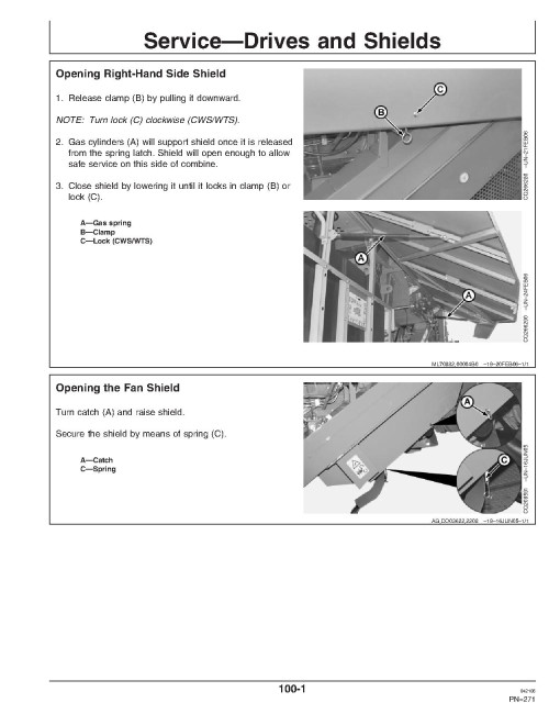John Deere 1450, 1450 CWS, 1450 WTS, 1550, 1550 CWS and 1550 WTS Combines (SN: from 054551B) Operators Manual (OMCQ62793)