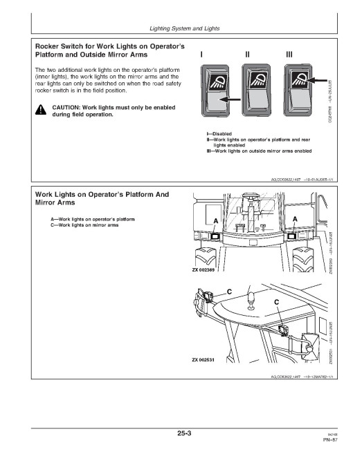 John Deere 1450, 1450 CWS, 1450 WTS, 1550, 1550 CWS and 1550 WTS Combines (SN: from 054551B) Operators Manual (OMCQ62793)