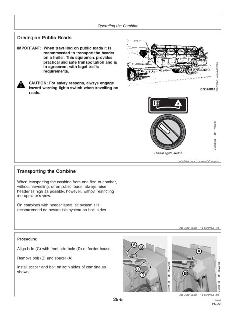 John Deere 1175 Hydro Combines (SN: 054574 - 091543) Operators Manual (OMCQ66653)