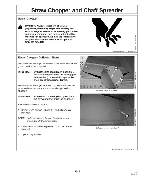 John Deere 1450 and 1550 Combines (SN: from 070001) (South America) Operators Manual (OMCQ70531)