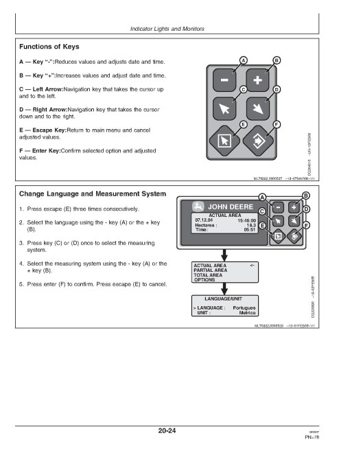 John Deere 1450 CWS Combines (SN: 070076 - 070085) (Europe) Operators Manual (OMCQ72746)