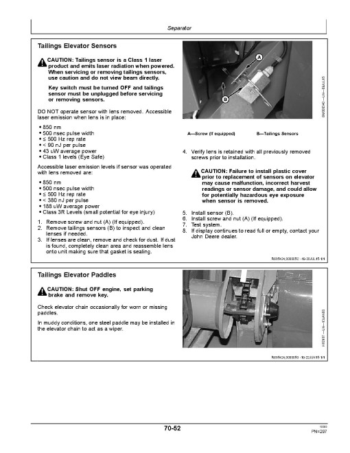 John Deere S540 and S550 Combines (SN: 120100 - 140099) (South America) Operators Manual (OMDQ101825)