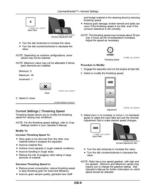 John Deere S430 and S440 Combines with Onscreen Help (SN: up to 150099) Operators Manual (OMDQ102232)