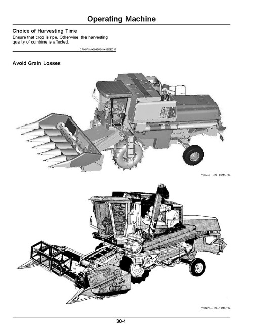 John Deere 4LZ-11,4LZ-11A(C230) Grain Combines, 4YL-6(C230) Corn Combines (SN.from 010000) (Export Edition) Operators Manual (OMDX17082)