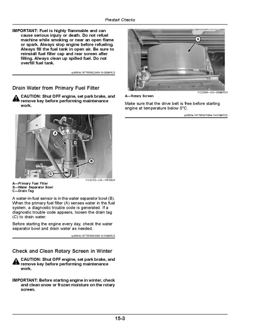 John Deere W430 Combines (SN: 035001 - 999999) (Export Edition) Operators Manual (OMDX17781)