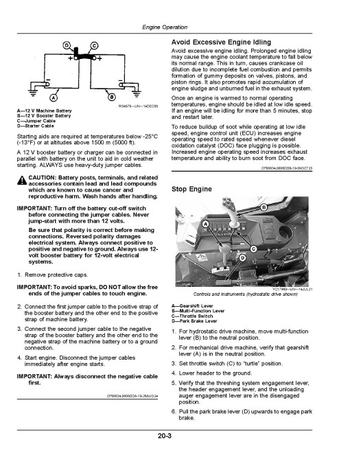 John Deere 4LZ-11, 4LZ-11A (C230) NR4 Grain Combines, 4YL-6 (C230) Corn NR4 Combines (China) Operators Manual (OMDX23079)