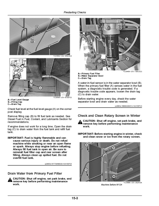 John Deere 4YL-6A, 4YL-6B (R2 300) NR4 Corn Combines (China) Operators Manual (OMDX23899)