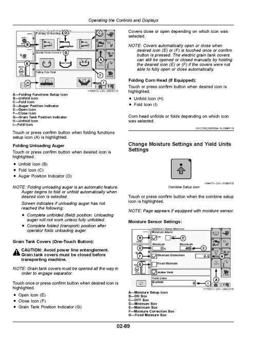 John Deere T550, T560, T660, T670, W540, W550, W650, W660 and HillMaster Combines (SN:130000-134999, Europe) Operators Manual (OMDXE10203)