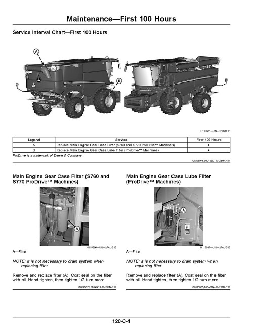 John Deere S760, S770, S780 and S790 STS Combines (SN: from 830001) (North America) Operators Manual (OMDXE13338)