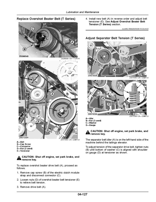 John Deere T550, T560, T660, T670, W540, W550, W650 and W660 Combines (SN: from 140000) (Europe, Export) Operators Manual (OMDXE13912)