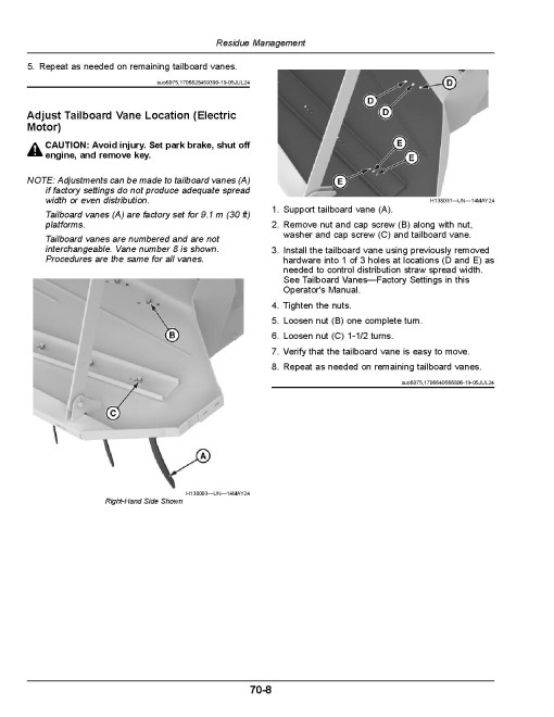 John Deere S7 600, S7 700, S7 800, S7 850, S7 900 and HillMaster Combines (SN: 145000 - 154999) (Europe) Operators Manual (OMDXE15275)