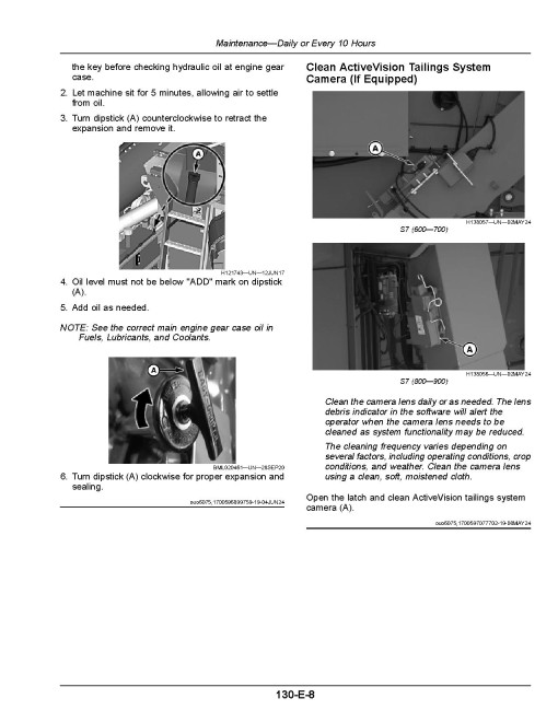 John Deere S7 600, S7 700, S7 800, S7 850, S7 900 and HillMaster Combines (SN: 145000 - 154999) (Europe) Operators Manual (OMDXE15275)