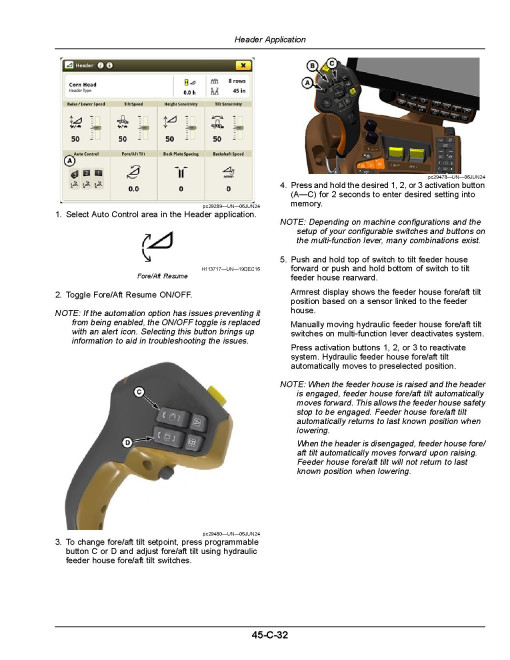 John Deere 4LZ-15SM6/16SM6/18SM7 Grain; 4YL-12SM6/12SM7/8SM6 Corn Combines (S7-600,S7-700,S7-900) (China) Operators Manual (OMDXE15275TC)