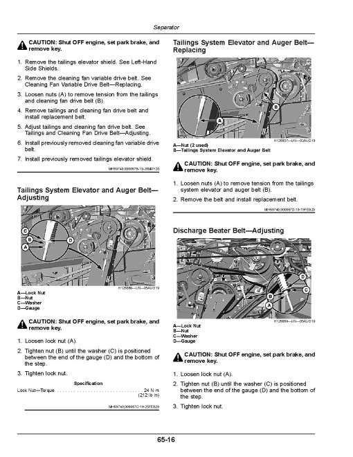 John Deere X9 1000 and X9 1100 Combines (SN: 840001 - 845000) (Export Edition) Operators Manual (OMDXE16068)