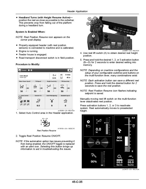 John Deere S7 600, S7 700, S7 800 and S7 900 Combines (SN: from 165100) (South America) Operators Manual (OMDXE16406)