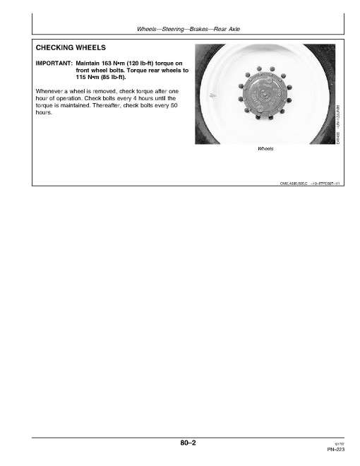 John Deere 4890 Self-Propelled Windrowers (SN: 120001 - 130250) Operators Manual (OME93355)