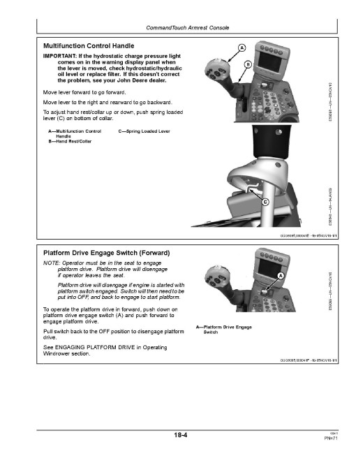 John Deere D450 Self-Propelled Windrowers (SN: 371501 - 381500) (North America) Operators Manual (OMFH311647)