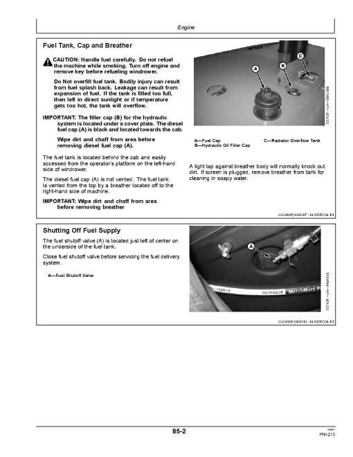 John Deere D450 Self-Propelled Windrowers (SN: 371501 - 381500) (Export Edition) Operators Manual (OMFH311650)