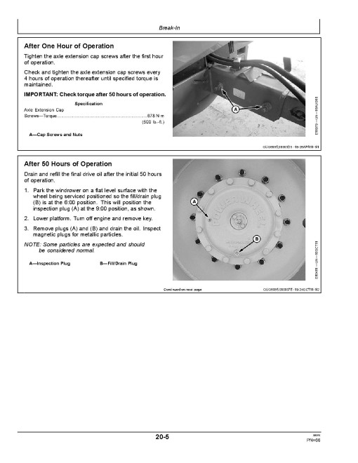 John Deere A400 Self-Propelled Windrowers (SN: 370001 - 380000) (Export Edition) Operators Manual (OMFH311708)