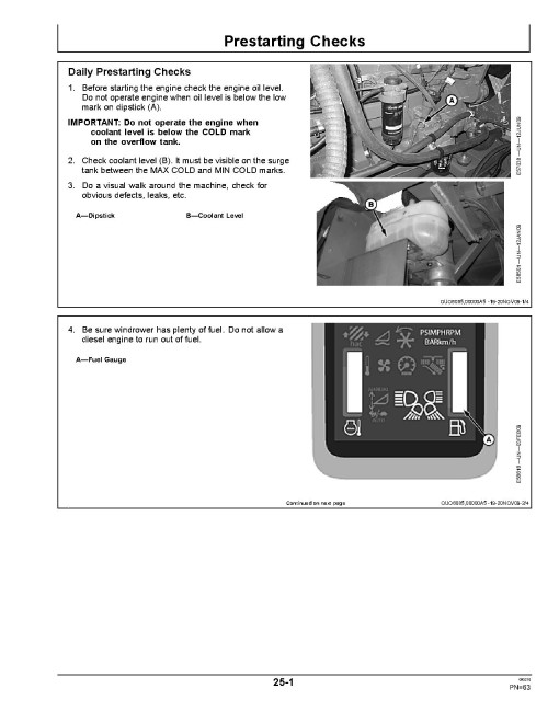 John Deere R450 Self-Propelled Windrowers (SN: 371201 - 380500) (Export Edition) Operators Manual (OMFH311709)