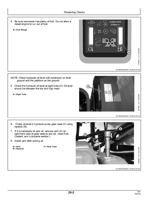 John Deere A400 Self-Propelled Windrowers (SN: from 380001) (Export Edition) Operators Manual (OMFH314463)