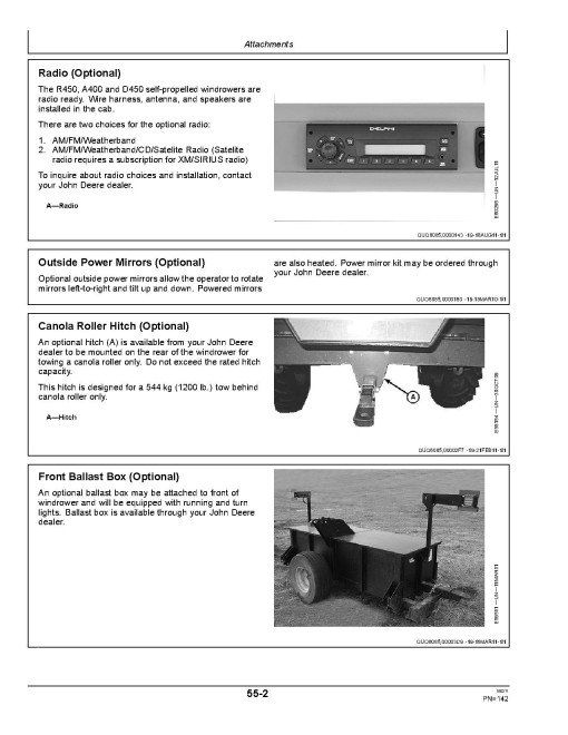 John Deere D450 Self-Propelled Windrowers (SN: from 381501) (North America) Operators Manual (OMFH314470)