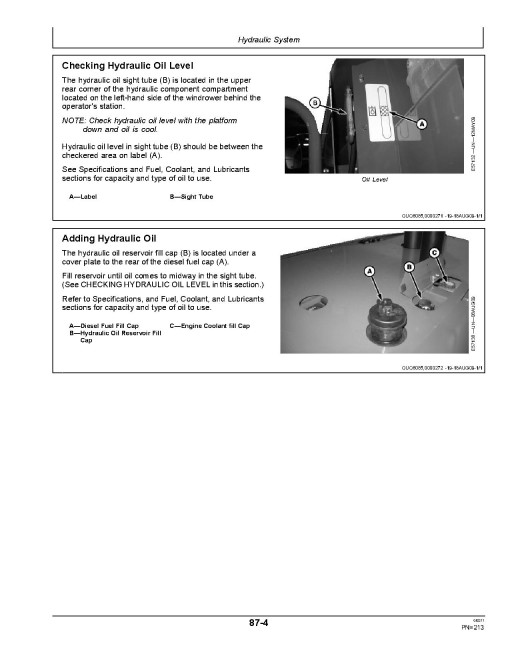 John Deere D450 Self-Propelled Windrowers (SN: from 381501) (North America) Operators Manual (OMFH314470)