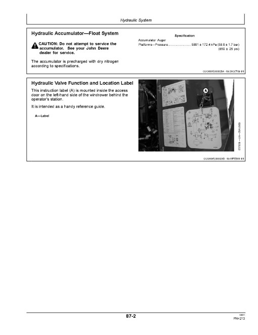 John Deere D450 Self-Propelled Windrowers (SN: from 381501) (Export Edition) Operators Manual (OMFH314473)