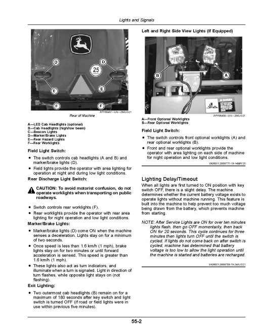 John Deere W200M, W235M, W260M Self-Propelled Windrowers (SN:510000-520000) (North America) Operators Manual (OMFH352676)
