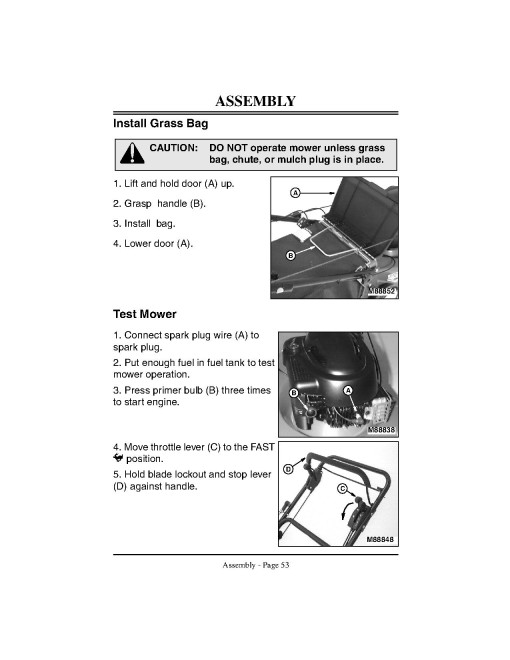 John Deere JA65 Walk-Behind Mowers (SN: 010001 - 100000) (North America) Operators Manual (OMGC00128)
