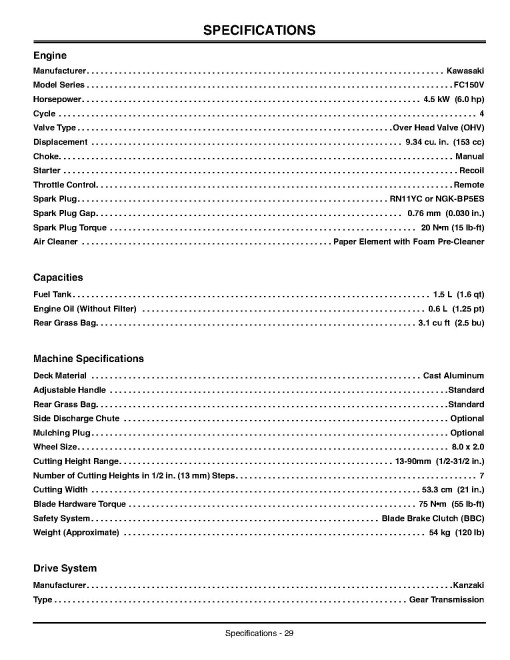 John Deere JX85 Walk-Behind Mowers (SN: from 010001) (North America) Operators Manual (OMGC00133)