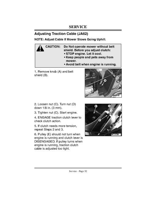 John Deere JA60 and JA62 Walk-Behind Mowers (SN: 010001 - 100000) (North America) Operators Manual (OMGC00260)