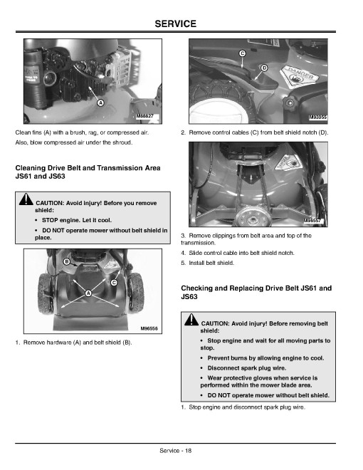John Deere JS60, JS61 (SN: 010001-100000); JS63 (SN: 010001-060000) Walk-Behind Mowers (N.America) Operators Manual (OMGC00397)