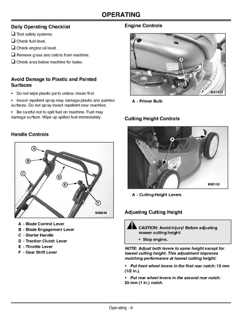 John Deere JA65 Walk-Behind Mowers (SN: from 010001) (North America) Operators Manual (OMGC00516)