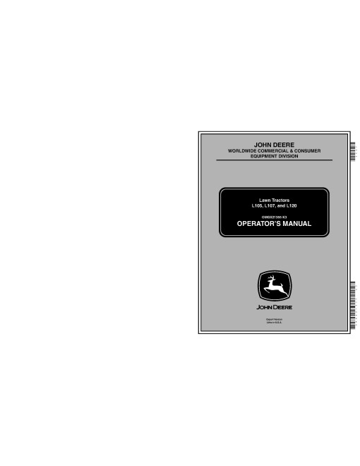 John Deere L105, L107 (SN: 010001-) and L120 (SN: 010001-150000) Lawn Tractors (N.America, Export) Operators Manual (OMGX21355)