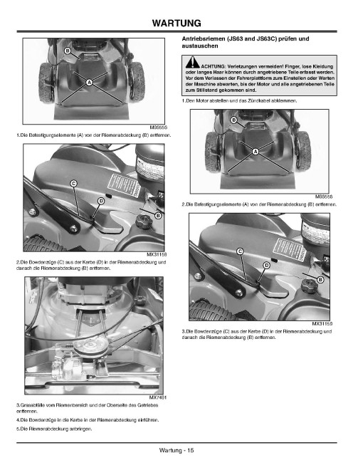 John Deere JS63 (SN: 160001 - 180000) and JS63C (SN: 140001 - 150000) Walk-Behind Mowers (Export Edition) Operators Manual (OMGX22068)