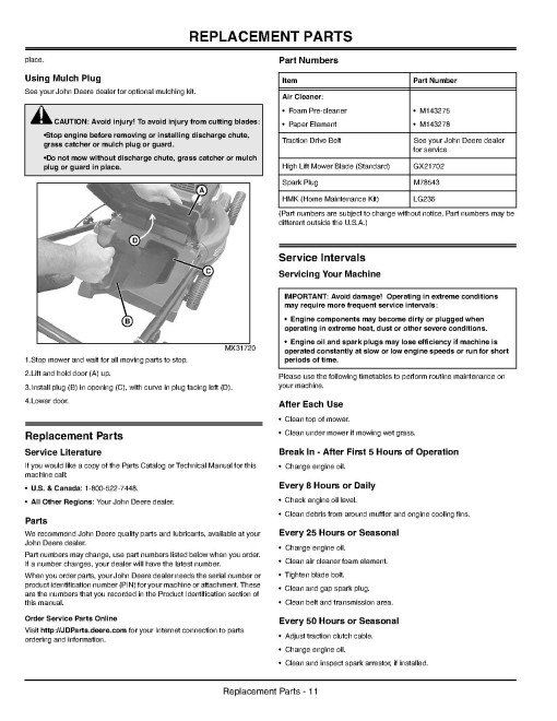 John Deere JA62 Walk-Behind Mowers (SN: 200001 - 220000) (North America) Operators Manual (OMGX22070)